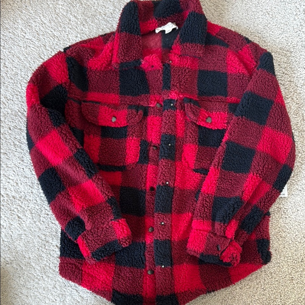 Jessica Simpson Red and Black Plaid Kids Jacket